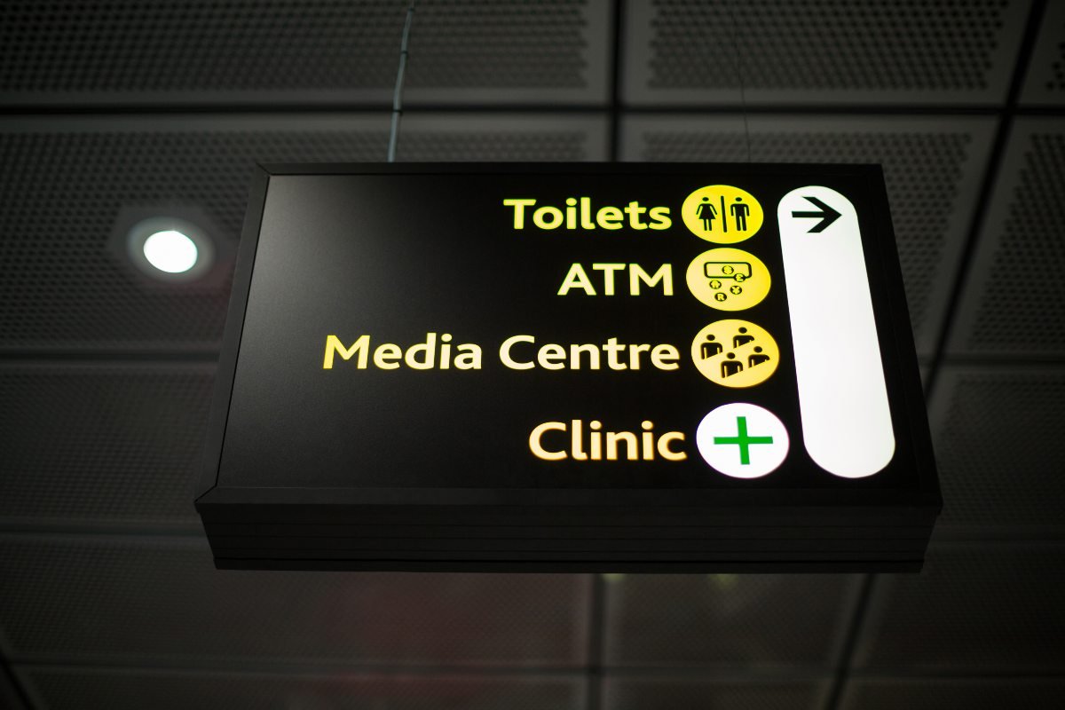 Custom-designed lobby business sign