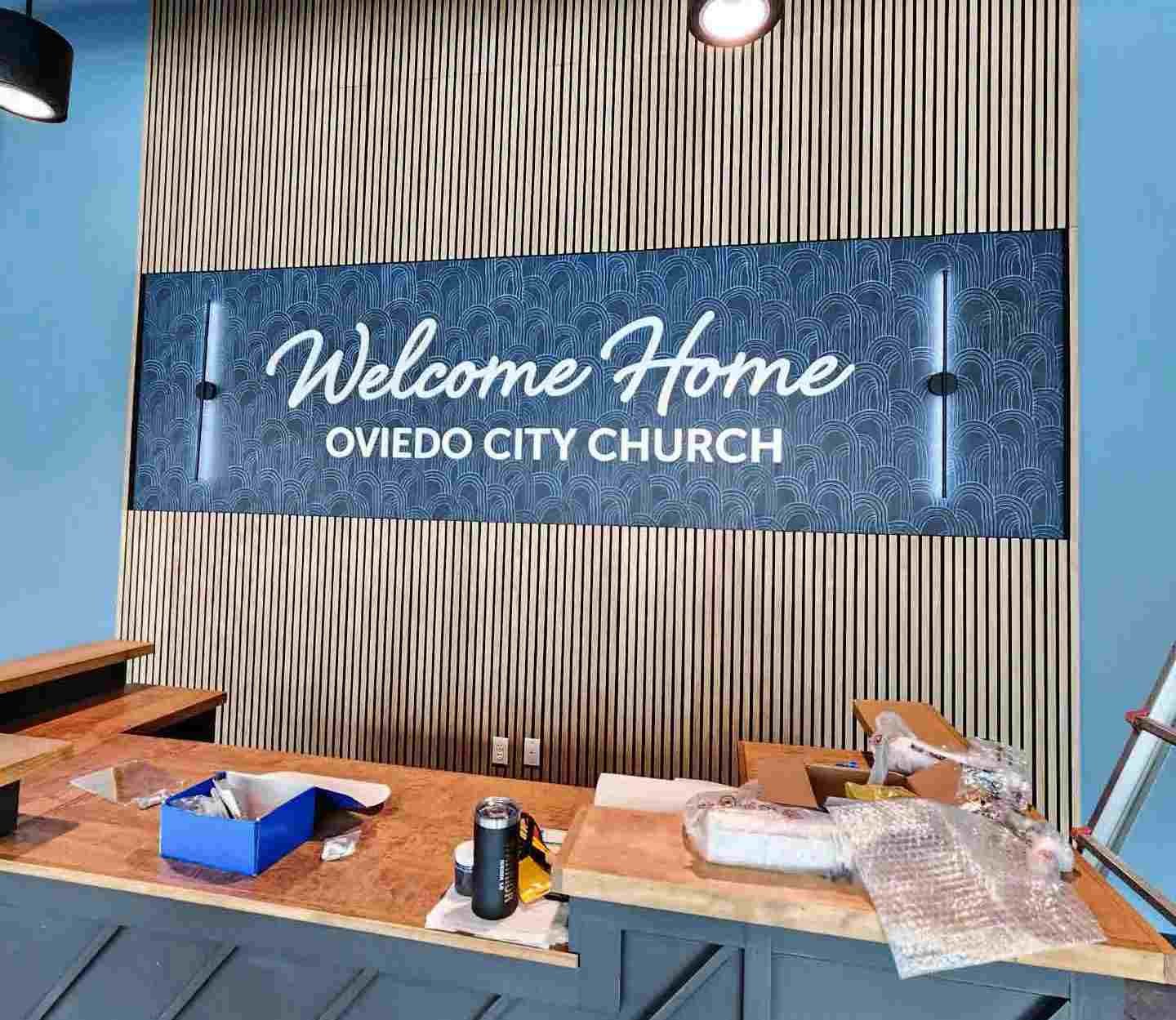 Branded custom lobby sign display