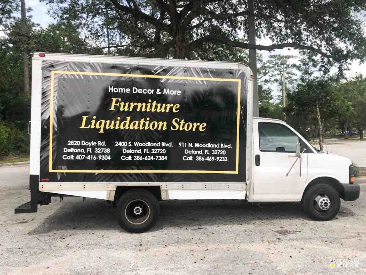 Branded vinyl wrap on commercial truck